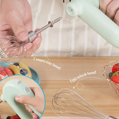 USB Electric Blender Wireless Portable Mixers with 2 Mixing Head Food Mixer Handheld Rechargeable Whisks Dough Stirrer Eggbeater