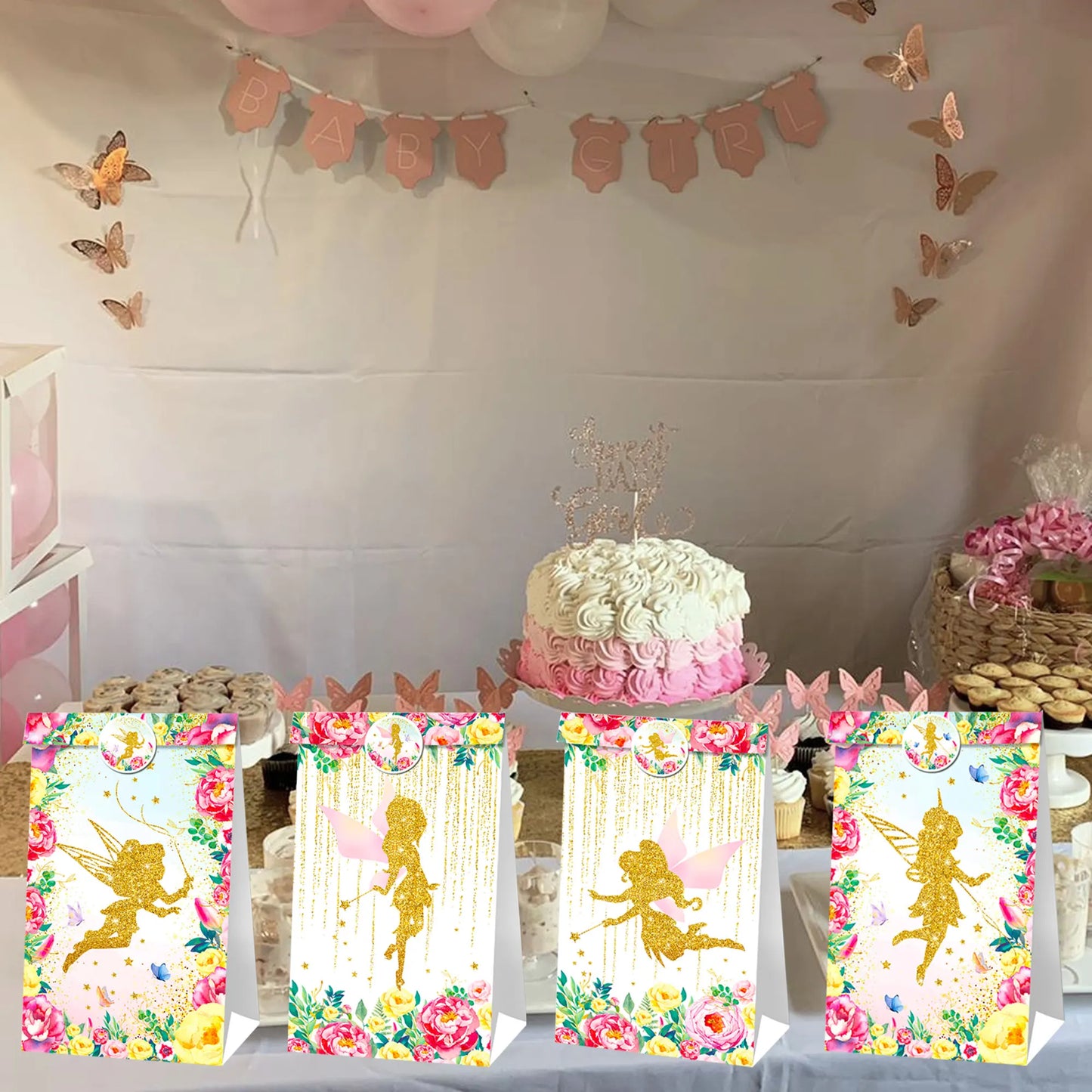 12 PCs Fairy Party Favor Bags Fairy Party Supplies Fairy Birthday Party Decoration Fairy Birthday Party Favors Fairy Party Gift