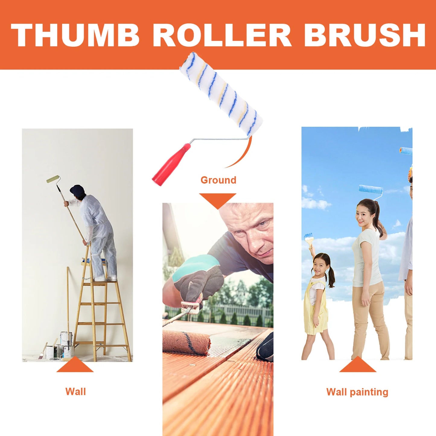 2Pcs Roller Paint Brushes Handheld Wall Painting Tools Reusable Smooth Finish Coverage Decorative Rollers Paint Rollers
