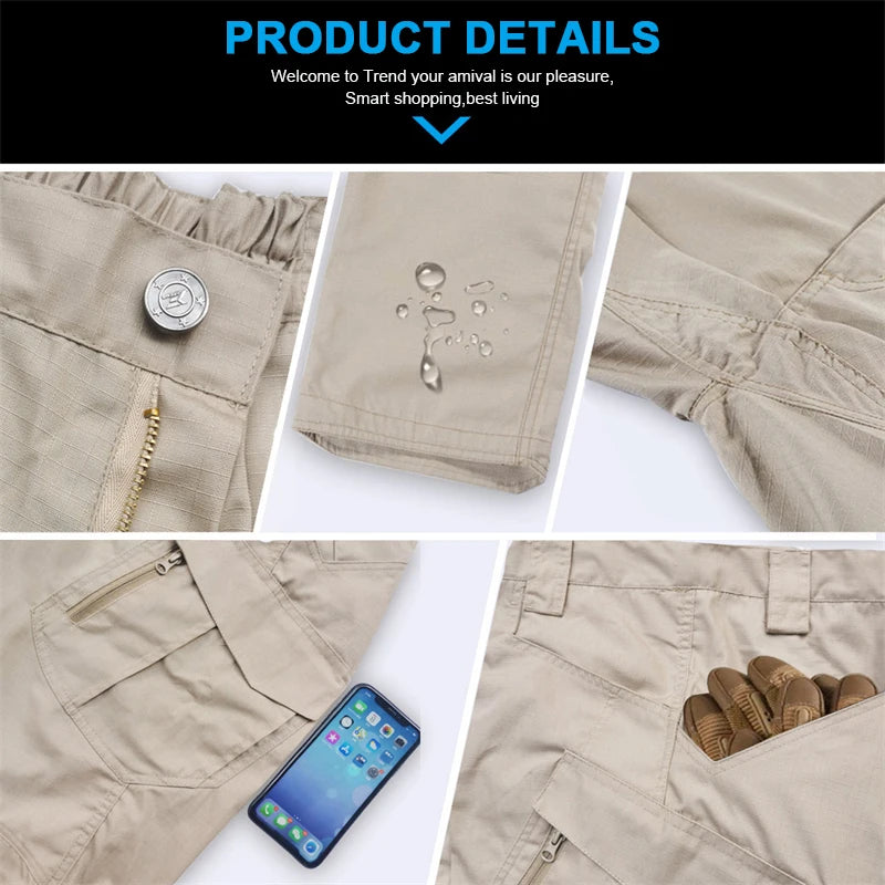 2024 Outdoor Waterproof Tactical Cargo Pants Multi-pocket Men Breathable Casual Long Trousers Male Quick Dry Cargo Pants
