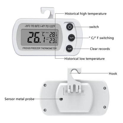 Electronic Digital Refrigerator Thermometer LCD Screen Fridge Freezer Temperature With High & Low -20°C To 50°C Anti-humidity