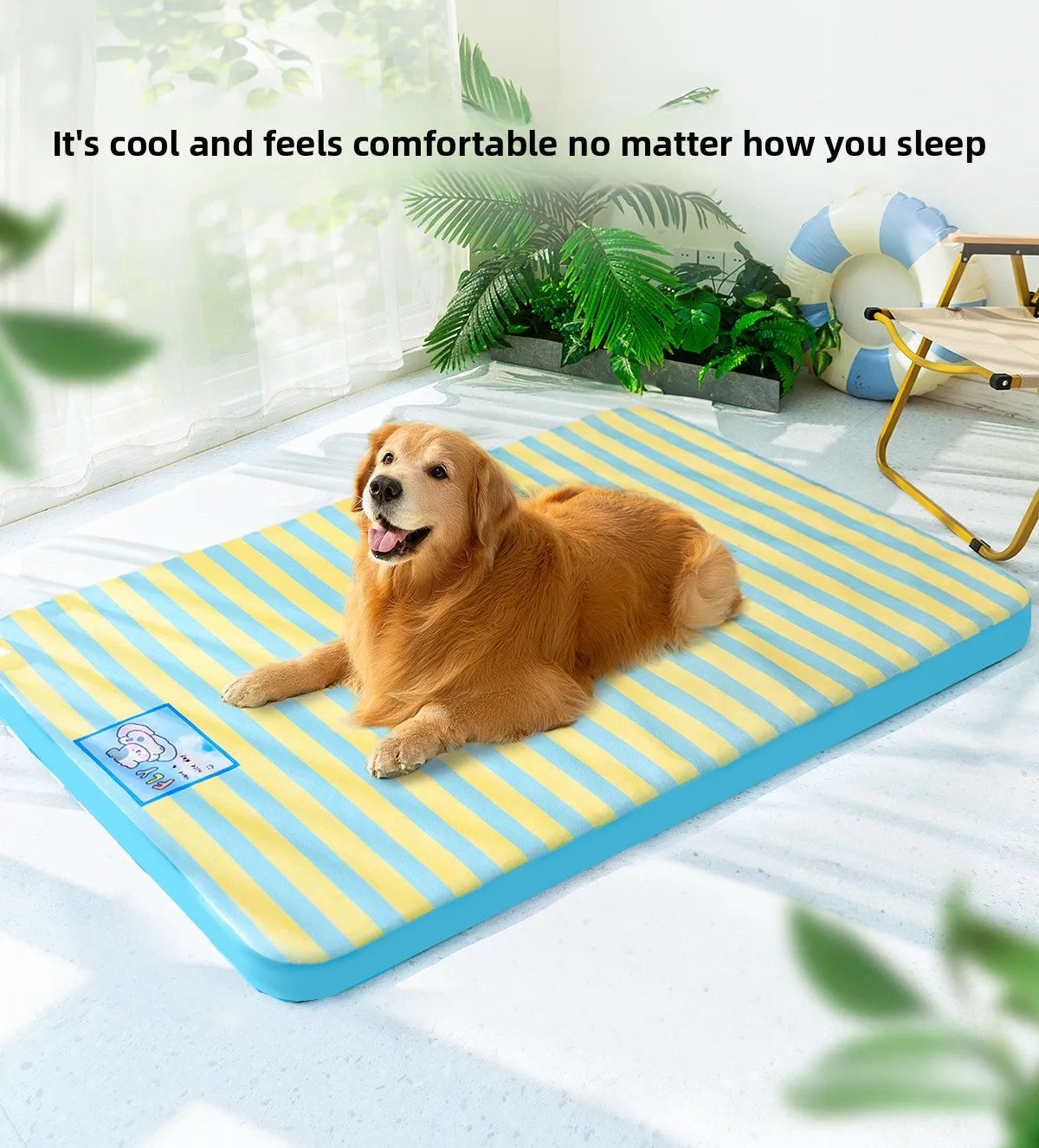 Summer dog cartoon striped ice silk mat, cat cooling mat, cooling cat bed, cooling bed, dog bed, pet bed