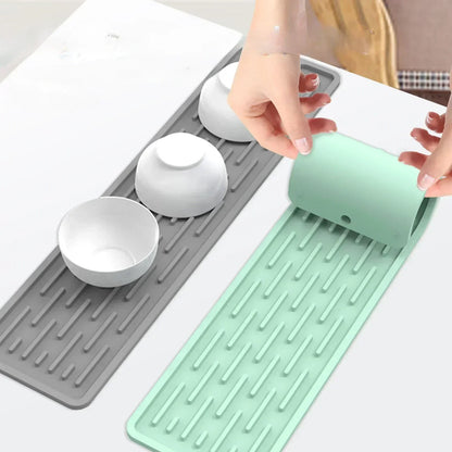 Silicone Dish Drying Mat Anti Slip Sink Storage Kitchenware Sink  Protection Mat Tray Bathroom Gadget Countertop Mat Organizer