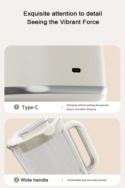 Portable Blender Cup 600ML Mini Juicer Mixer/3000mAh USB Rechargeable/10-Blade Powerful Motor For Smoothies/Vegetables