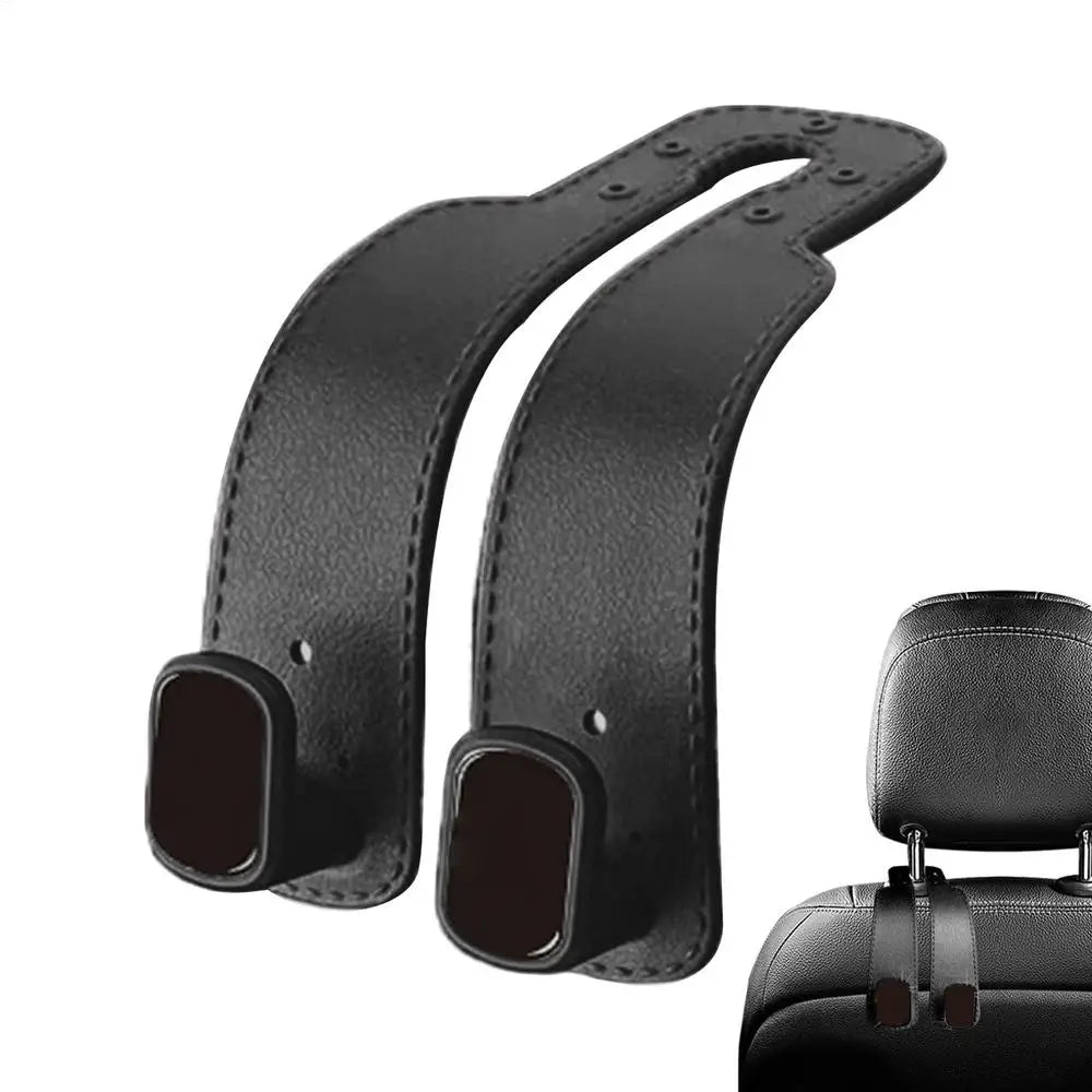 Car Seat Hooks for Headrest PU Leather Car Bag Hooks Multifunctional Hanger Storage Organizer for Trunk Vehicle Organization