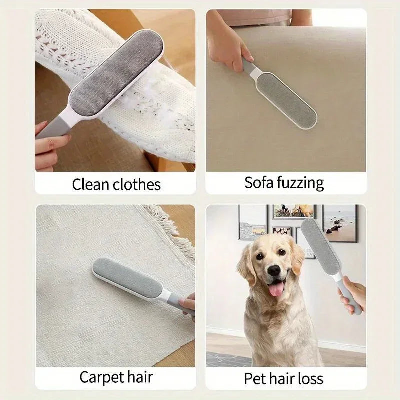 Double-sided Pet Hair Removal Brush - 1pc Reusable Lint Brush - Manual Electrostatic Sticky Lint Pet Hair Dust Brush for Clothin