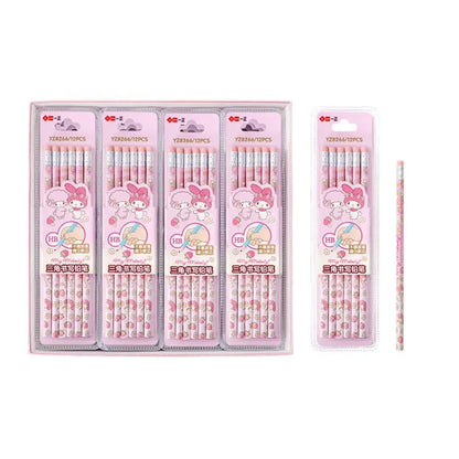 12pcs/set Sanrio Series Melody Triangle Writing Pencil Set Cute Student Pencil Creative Writing Pencil School Student Stationery