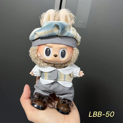 POP Labubu baby clothes 17cm plush vinyl labubu sit-down party first-generation and second-generation suit, clothes only