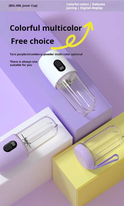 500ML Portable Blender with Lid Rechargeable Wireless Orange Juicer 16 Stainless Blades USB Smoothie Vegetables Fruits Mixer