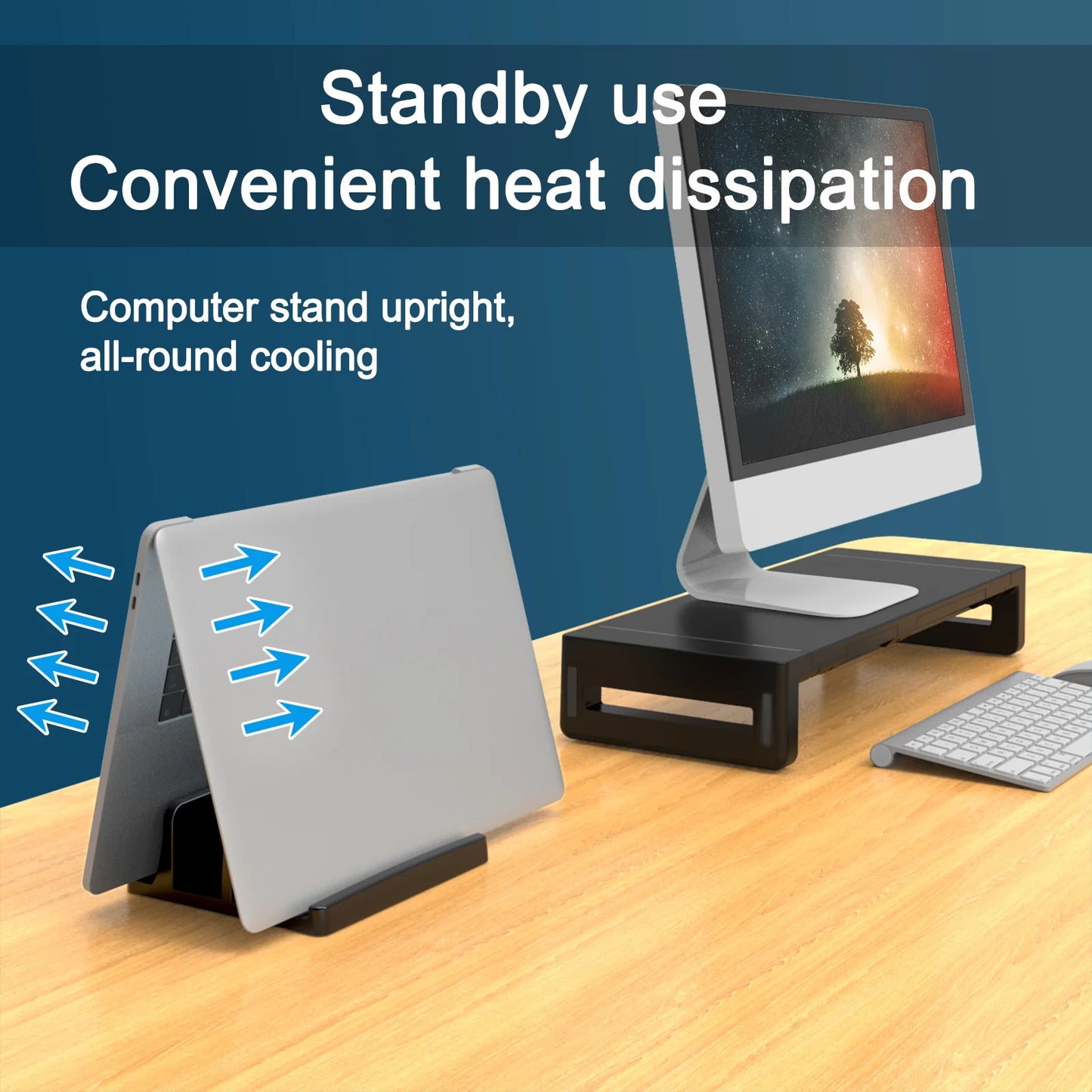 Vertical Laptop Stand, 3 Slots  Desk Laptop Holder & Laptop Docking Station Stand for MacBook, Tablet, Phone - Universal