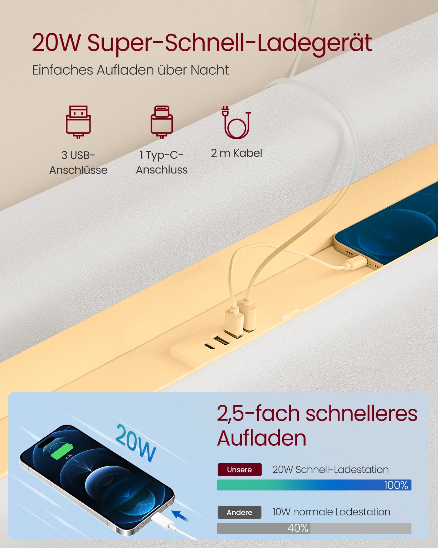 VASAGLE Upholstery bed bed frame double bed frame (floating visual effect