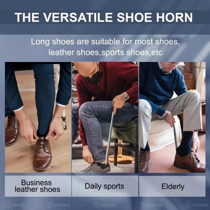 Stainless steel shoehorn, shoe lift, no bending shoe wearer, shoehorn.