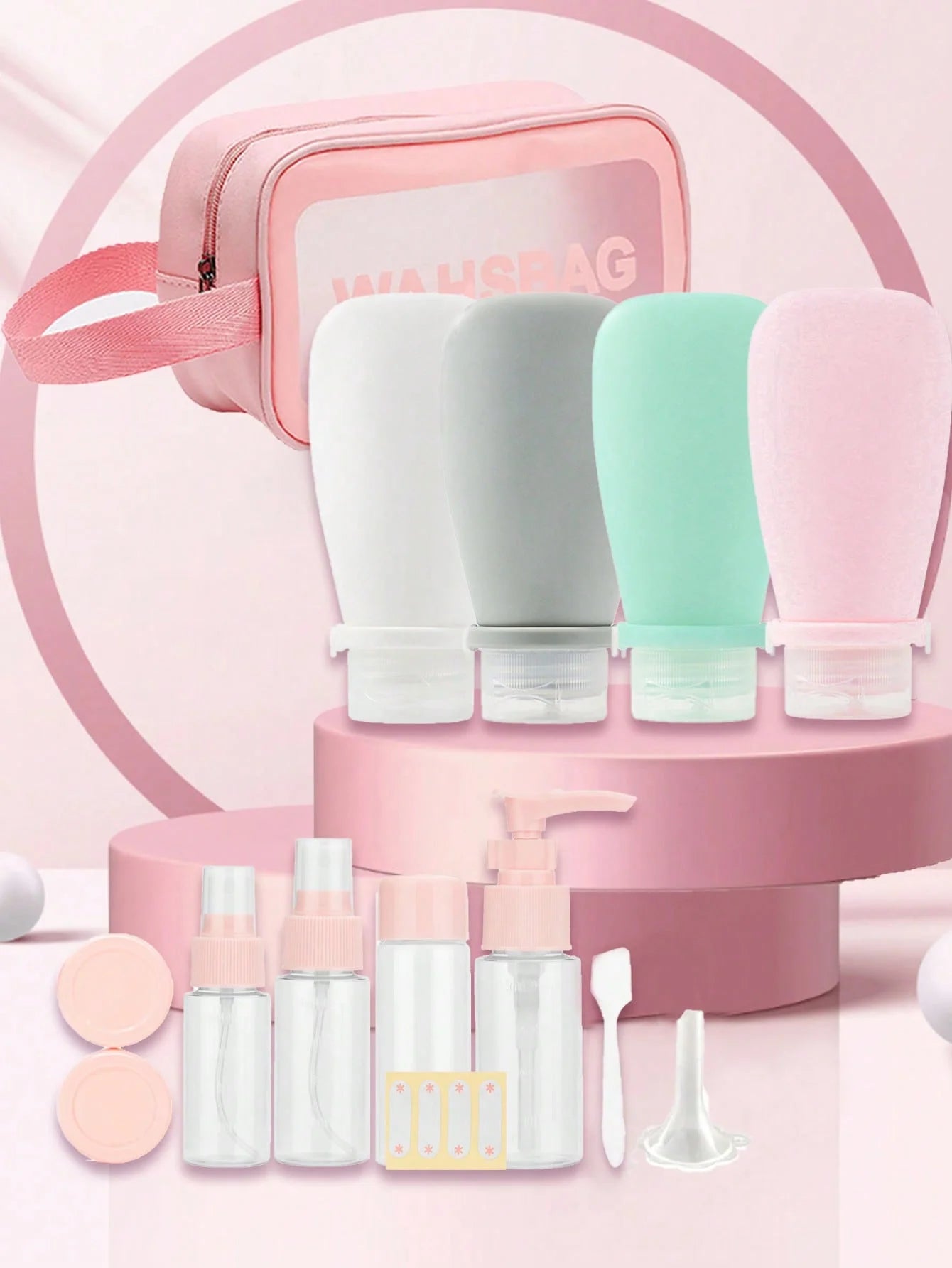 14pcs Travel Bottles Kit Leak Proof Travel Containers for Toiletries with Bag Portable Refillable Containers for Toiletries Sham