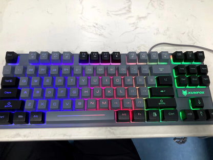 Keyboard 87 Keys 80% Layout Spanish Russian Korean Arabic Gaming Keyboard USB Wired RGB Light Float Keycap Ergonomics Design K10