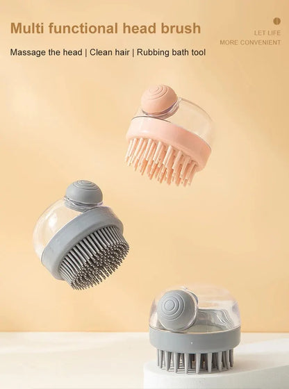 Shampoo Comb Brush Liquid-Infused Hair Brush Head Cleaning Massager Pet Bathing Scalp Massager Multi-functional Body Scrub Brush