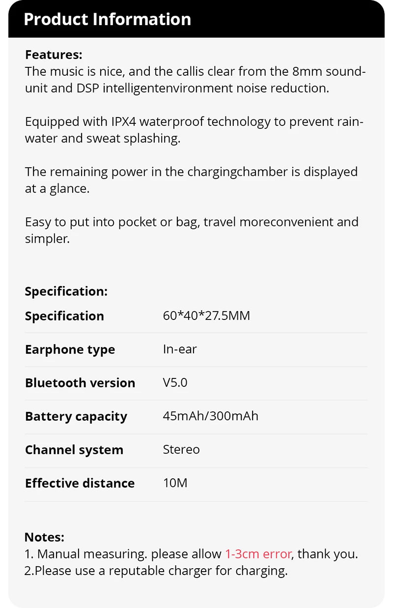 E7s TWS Bluetooth Headset Wireless Headset in Ear Stereo Noise Reduction Sports Headset with Microphone Headset