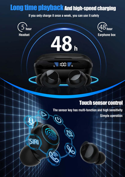 Wireless Earbuds Wireless 5.3 Headphones 48Hrs Music Bluetooth Earphones with Charging Case in Ear Headset with Mic LCD Display