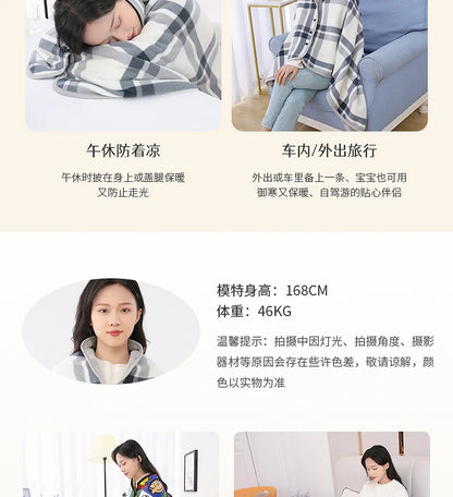 Wearable Plaid Blanket Fleece Doublelayer Blankets With Button Thicken Multifunction Winter Warm Throw Blanket For Sofa Bed