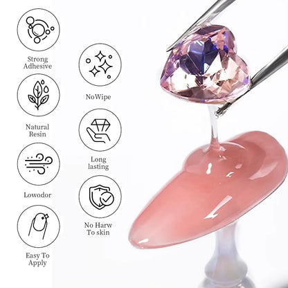 30g Nail Rhinestone Glue for Nails Super Strong Gel Nail Glue for Nail Charm 3D Nails Bling Gel Decoration Gem Nail Art Diamonds