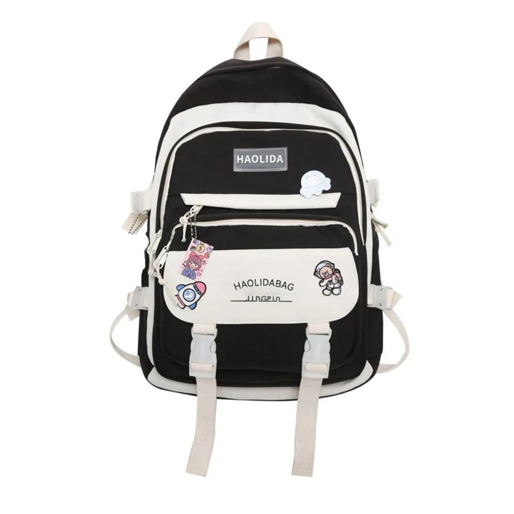 Portable Ins Students School Bags Large Capacity Bear High School Backpacks Multi Pockets Cartoon Teenage Shoulder Bags Girl