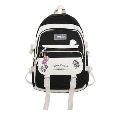 Portable Ins Students School Bags Large Capacity Bear High School Backpacks Multi Pockets Cartoon Teenage Shoulder Bags Girl