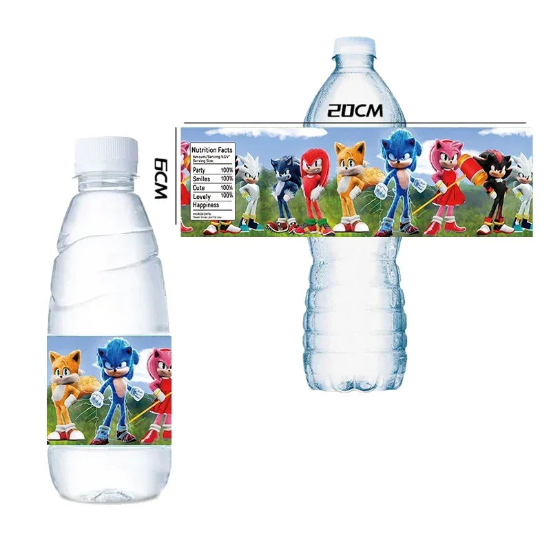 Bandai Sonic the Hedgehog Sticker Party Supplies Birthday Party Bottle Sticker Party Juice Cup Sticker Baby Party Decorations