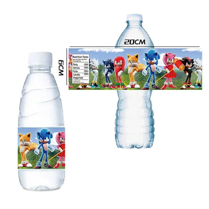 Bandai Sonic the Hedgehog Sticker Party Supplies Birthday Party Bottle Sticker Party Juice Cup Sticker Baby Party Decorations