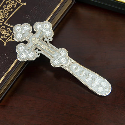 Orthodox Church Handle Blessing Church Cross Gold Plated Colorful Enamel Jesus Crucifix icon Cross With INRI For Prayer