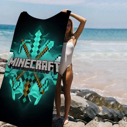 Game Mine C Handcrafted Anime Cartoon Beach Towel Cute Kawaii Girl Design Kids Bathroom Decor Quick-Dry Super Absorbent Pool