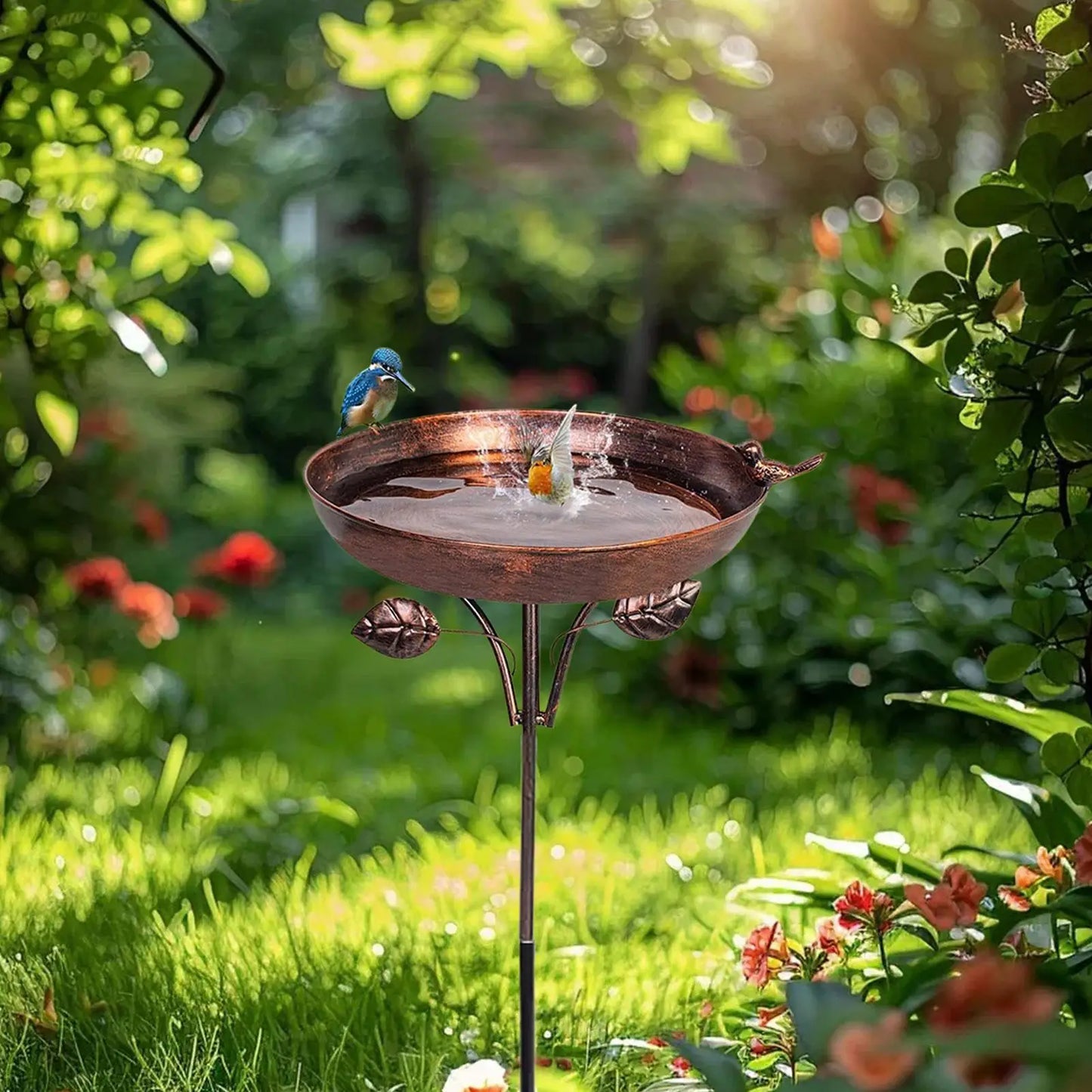 Standing Bird Bath, Bird Bath for Outdoor Garden Metal Bird Basin, Bowl, Water Bath for Birds, Antique Bird Bath, Winterproof