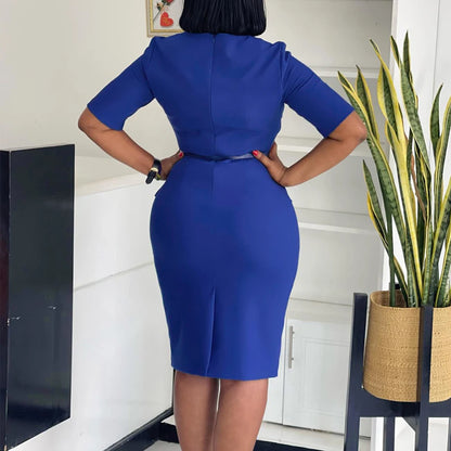 Office Dresses for Ladies 2024 Latest Summer Simple Elegant Half Sleeve Formal Church Dress Women Knee Length Pencil Peplum Dres