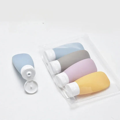 4-Piece Silicone Leak-Proof Travel Bottle Set Portable Refillable Squeezable Containers for Toiletries Lotion Business Trip