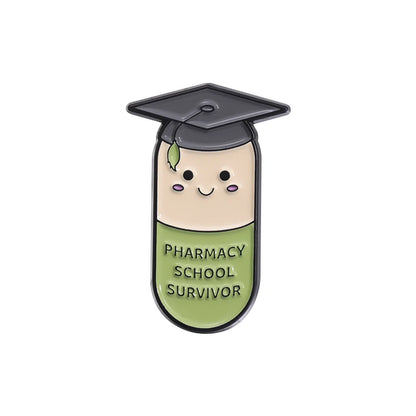 Happy Capsule Pill Enamel Pin Vitamin Sea Pharmacy School Survivor Pharmacist Brooch Badge Jewelry Gift For Medical Student