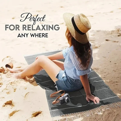 1pc Turkish Cotton Beach Towel, Oversized And Sand Free, Quick DryTowel, Beach Blanket For Bathing Swimming, 39*71 In, BathroomA