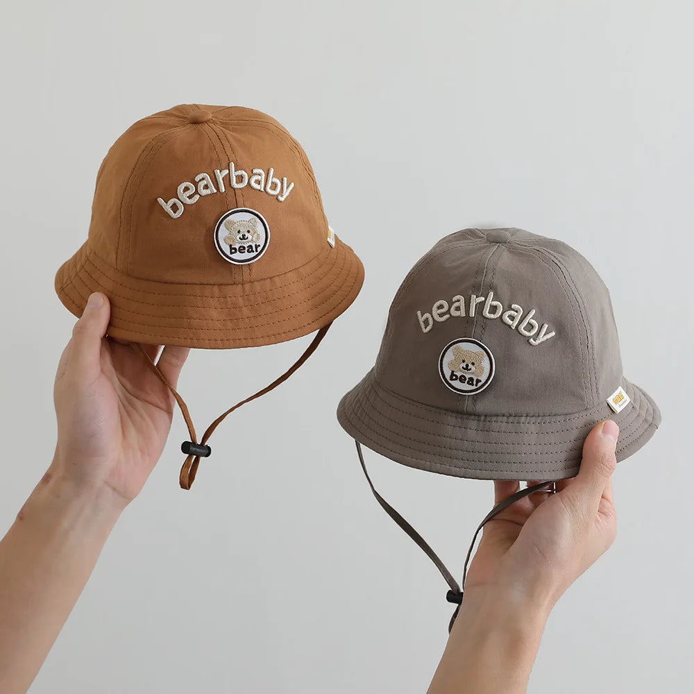 Cute Bear Baby Bucket Hats Korean Boy Girl Summer Uv Protection Fisherman Caps Kids Outdoor Sunshade Panama Basin Caps