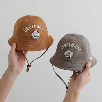 Cute Bear Baby Bucket Hats Korean Boy Girl Summer Uv Protection Fisherman Caps Kids Outdoor Sunshade Panama Basin Caps