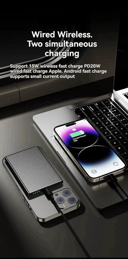 5000/10000mAh Thin Wireless Power Bank Potable Charging Mobile Powerbank Magnetic External Battery for iPhone Huawei Xiaomi 2025