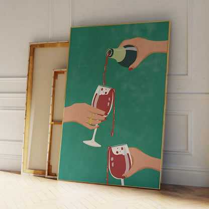 Modern Abstraction Filled With Wine Cheers Wall Art Printmaking Canvas Painting Poster Pictures Living Waterproof Home Deco