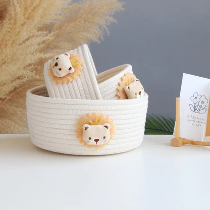 Cartoon Animals Hand Woven Storage Basket Kids Toys Desktop Organizer Sundries Storage Box Laundry Baskets storage box
