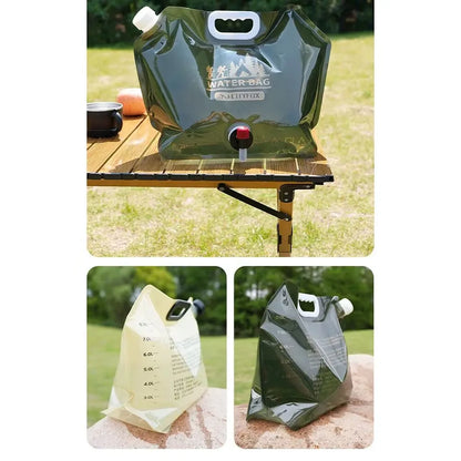 Outdoor Water Storage Bag 8L With Faucet Valve Travel Camping Food Grade Large Capacity Portable Foldable Plastic Water Bag