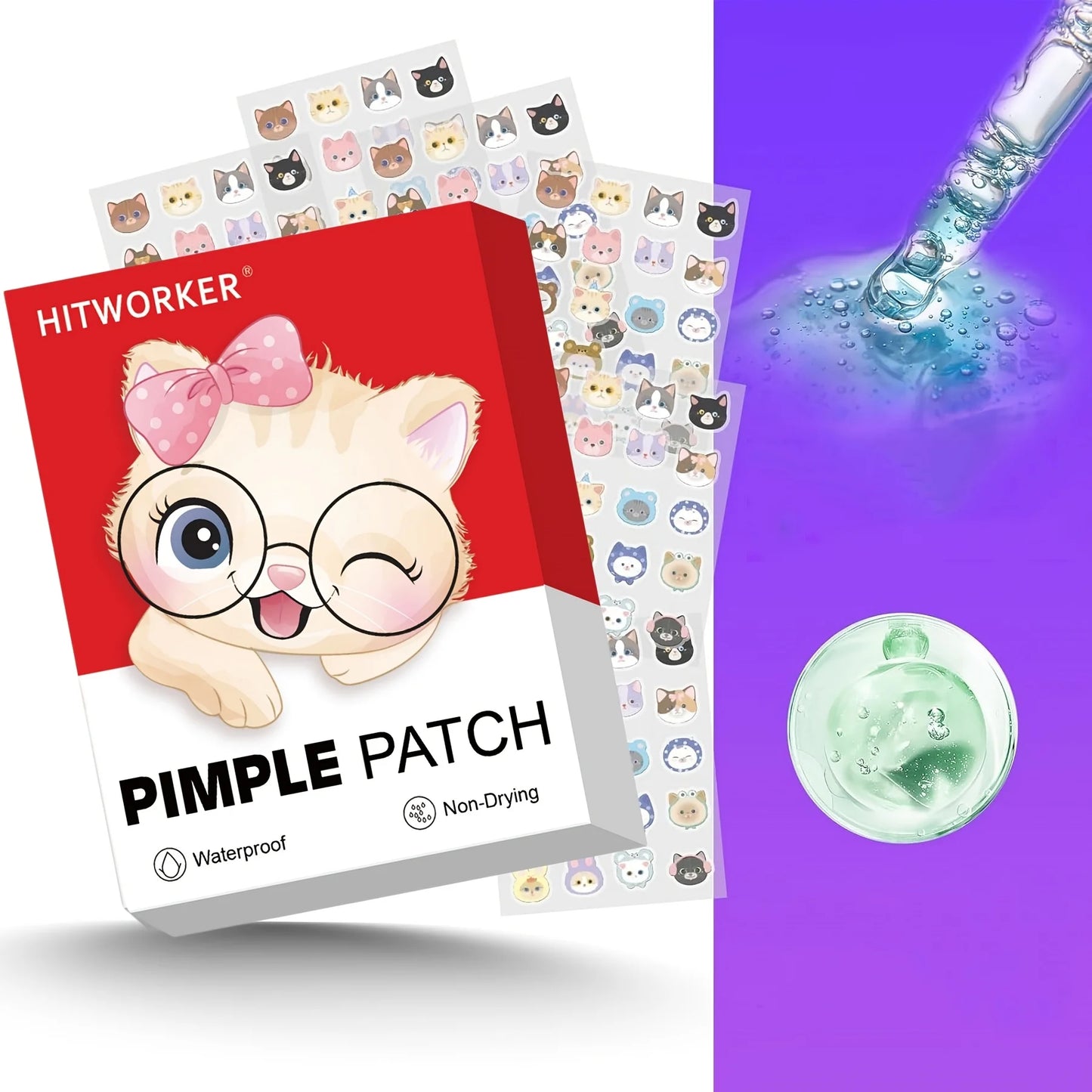 [Cute Pimple Patches] 20/100pcs Cute Cat Pimple Patches | Invisible, Blemish Covering, Hydrocolloid Patches