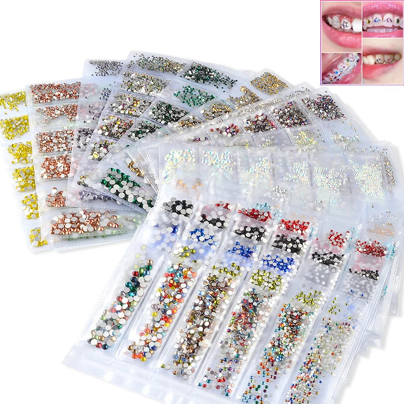 1Bag 6 Grid Dental Rhinestones Tooth Rhinestones Teeth Jewelry Dental Crystal Teeth Whitening Teeth Decoration