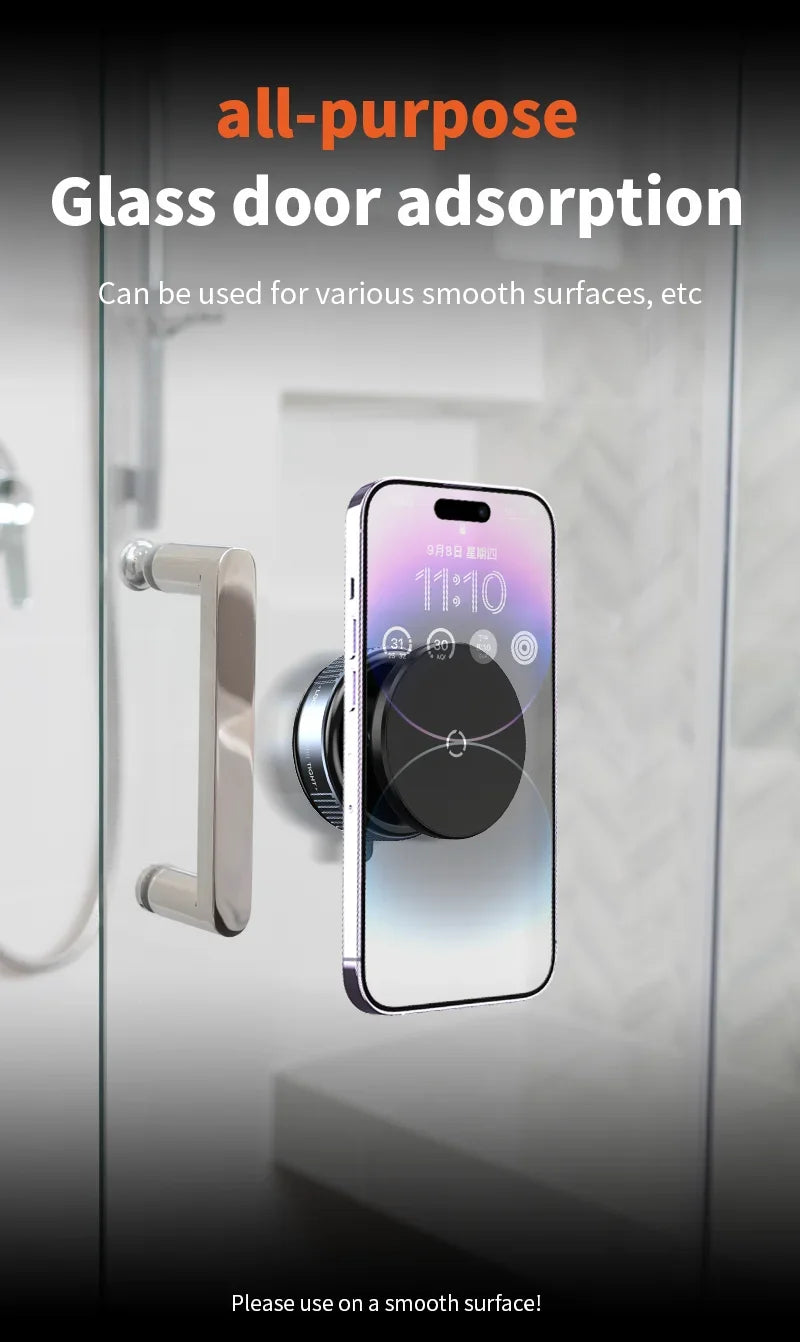 Magnetic Car Mount Mobile Phone Holder Vacuum Adsorption 360° Rotation Super Strong Suction Bracket for Iphone12-16 Smartphone