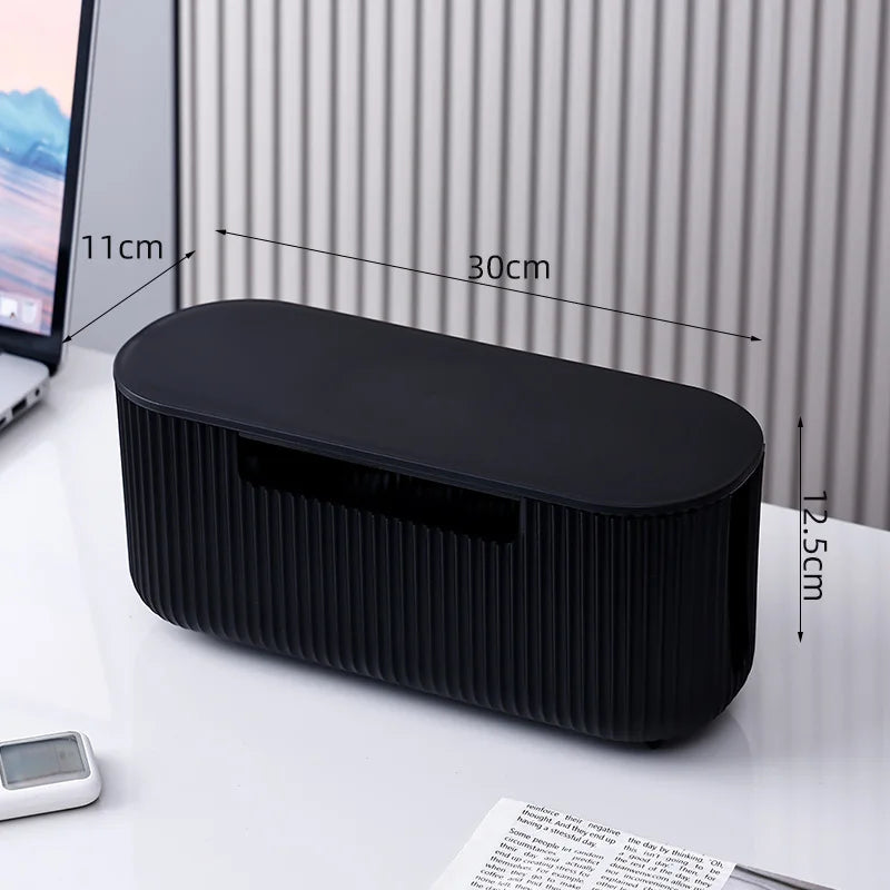 Creative Simple Wire Box Bamboo Wood Cover Cable Management Box Plug Board Storage Box Power Cord Charger Storage