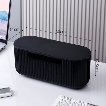 Creative Simple Wire Box Bamboo Wood Cover Cable Management Box Plug Board Storage Box Power Cord Charger Storage