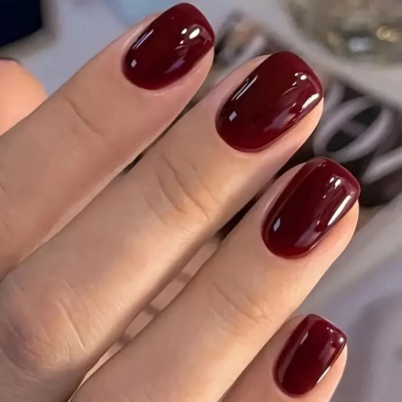 ARTAUG 24pcs Medium Press On Nails Square Black High Saturation Nail Charms Press On Nails Cover Fake Nail Set