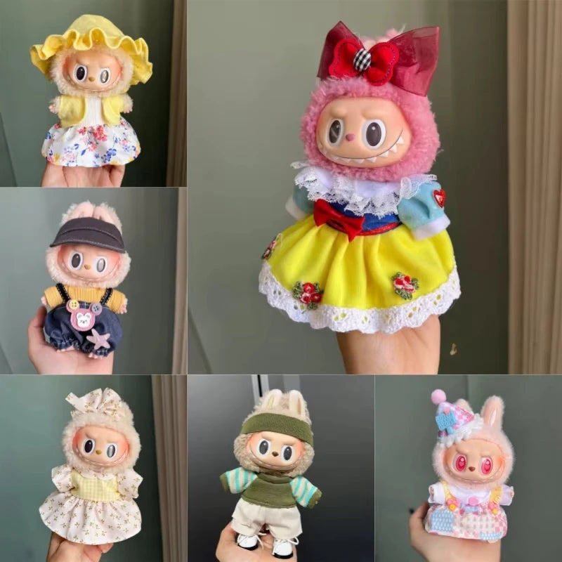 17cm Labubu Plush Doll Clothes Outfit  Fashion Clothes Accessories Labubu Multiple Series Cute Attire Gift for Doll Collectors