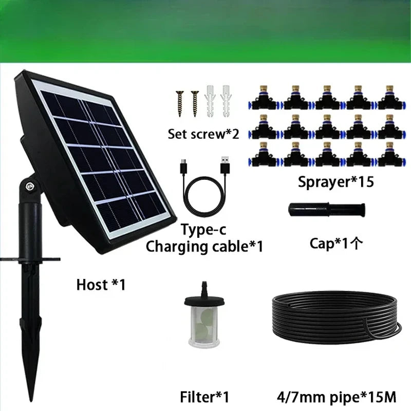 Solar Irrigation System for Garden Plant Automatic Drip Irrigation System DIY Garden Watering System Drip Hose Irrigation