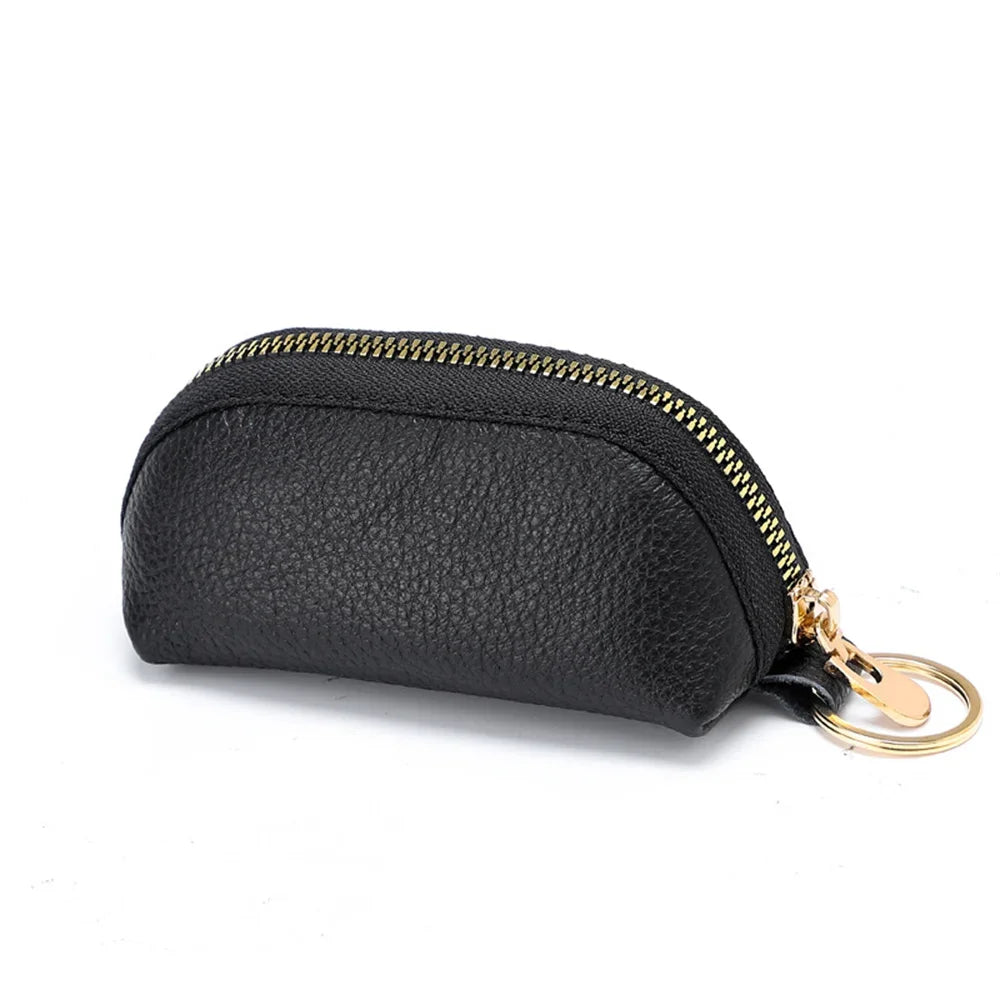 Soft Leather Key Holder Organizer Pouch Men Women Car Key Wallet House Keychain Housekeeper Key Case Zipper Bag Mini Card Bag