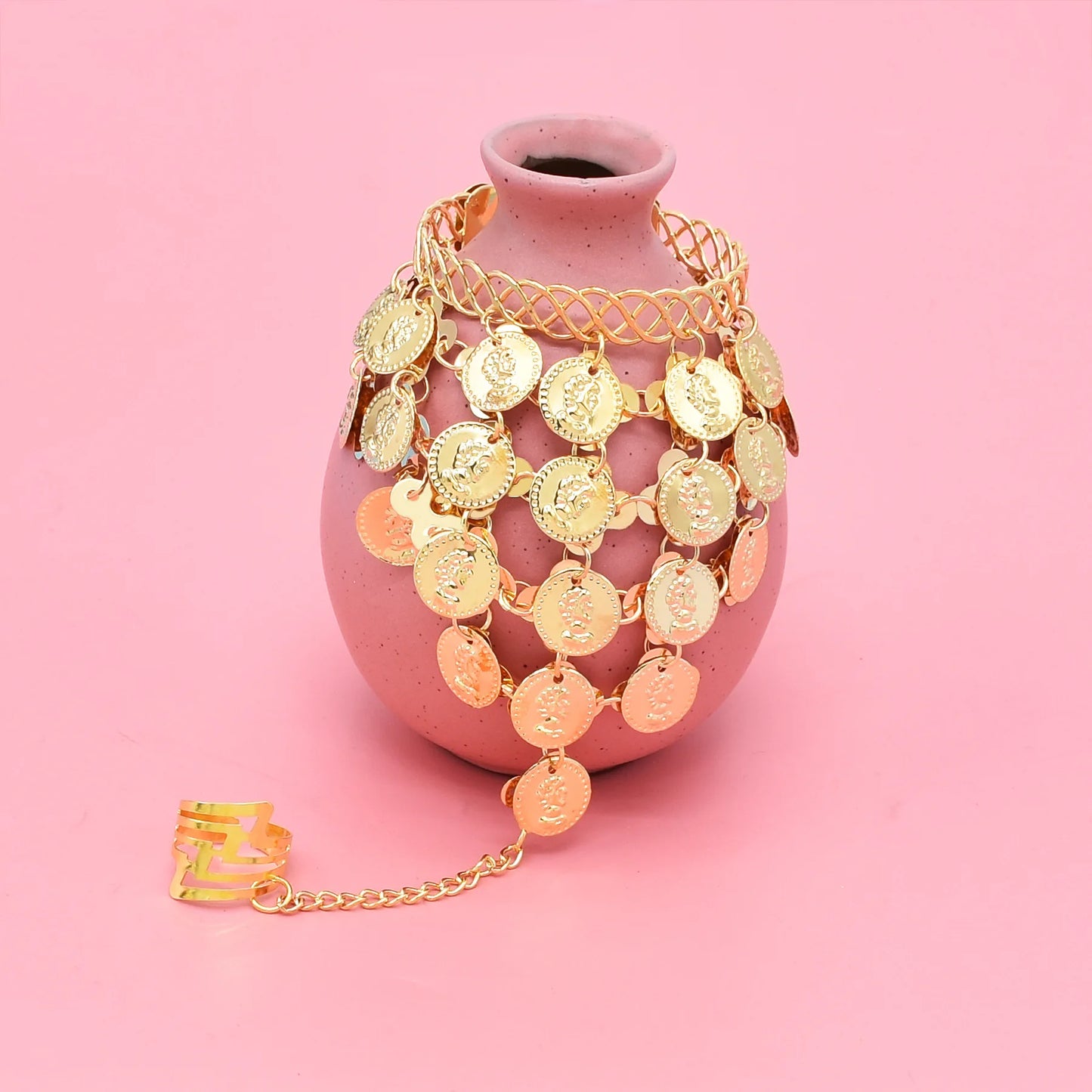 Indian Dance Accessories Necklace Headwear Earrings Bracelet Hair Band Jewelry Set Women's Party Jewelry Gifts